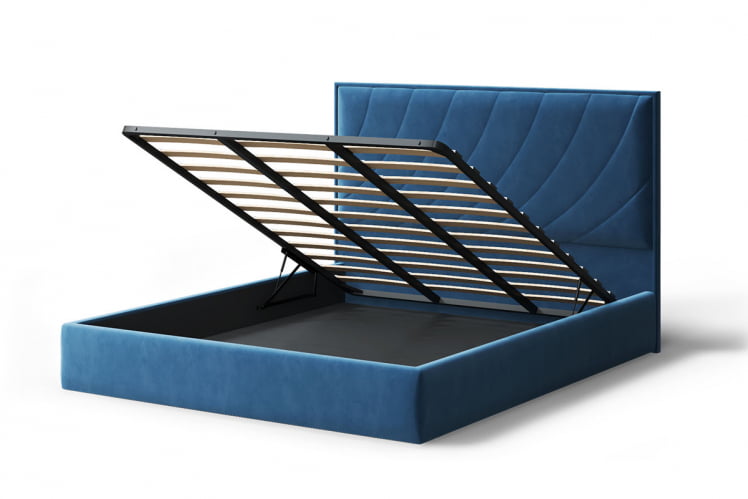 Кровать СОФИЯ 2000*1400мм (без опор), велюр Бренди лайт 08 (синий), (б/основания, б/матраса)_2