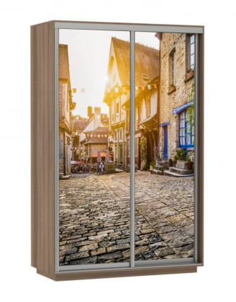 Шкаф-купе двухдверный Экспресс Дуо 1400х2400х Улица/Ясень шимо тёмный / 1400х2400h_0