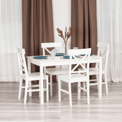 Обеденный комплект Хадсон (стол + 4 стула)/ Hudson Dining Set (mod.0102) МДФ/тополь/меламин, стол: 118х74х73 см, стул: 42,5x46,5x93,5 см, White (белый)_8