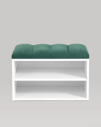 Обувница Хольст белая велюр Зеленый_4