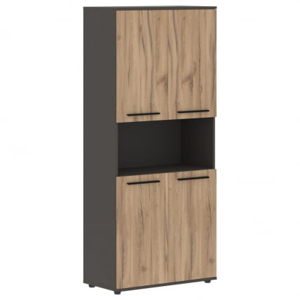 Шкаф с двумя комплектами глухих малых дверей ЕДИС ЕХCС 85.4 Дуб Денвер светлый Черный Мокко / EDIS EHCS_0