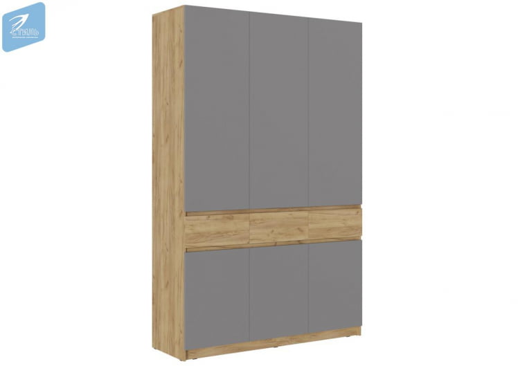 Шкаф 3-створчатый ШК-002 БОСТОН дуб крафт золотой/Шифер серый_0