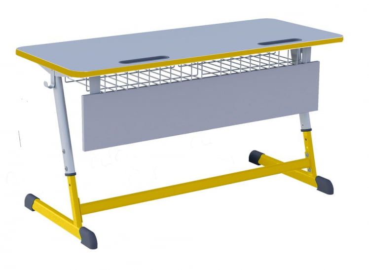 Парта двухместная регулируемая по высоте НОМАД (рост 3-7) Желтый/Серый / NOMAD_0