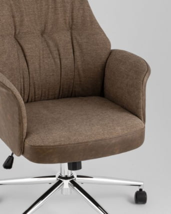 Кресло офисное ТопЧаирс Неома коричневый экокожа ткань / TopChairs Neoma_6
