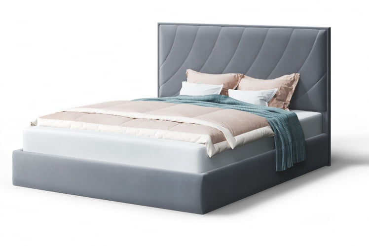 Кровать СОФИЯ 2000*1400мм (без опор), велюр НЕО 25 (серый), (б/основания, б/матраса) / NEO_0