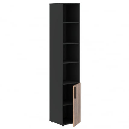 Шкаф-колонка с глухой малой дверью (правый) VELION VENEER VRHCS 40.5 R Американский орех Яшма черная_1
