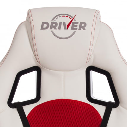 Кресло DRIVER (22) кож/зам/ткань, белый/красный, 36-01/TW-08_7