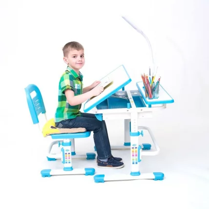 Комплект парта и стул с чехлом RIFFORMA Comfort-07 Белый Голубой_4