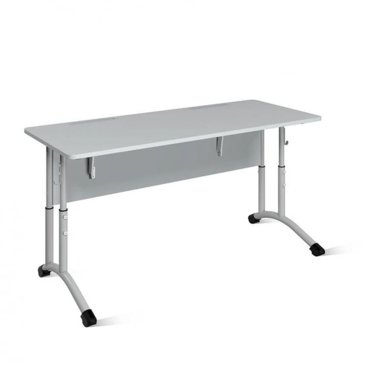 Стол ученический 2-местный регулируемый (ростомат) (рост 3-5) 1200х500 мм ЛДСП Ясень шимо светлый/Металл Серый_0