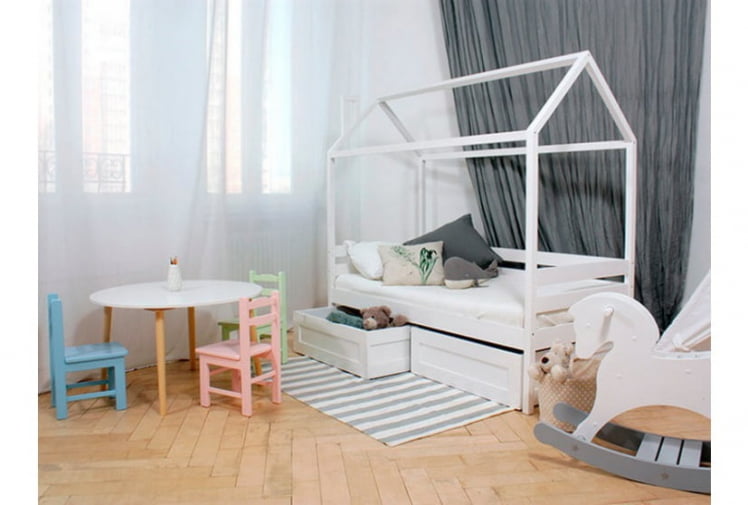 Кровать-домик RooRoom кд-11С c ящиками Серый_2
