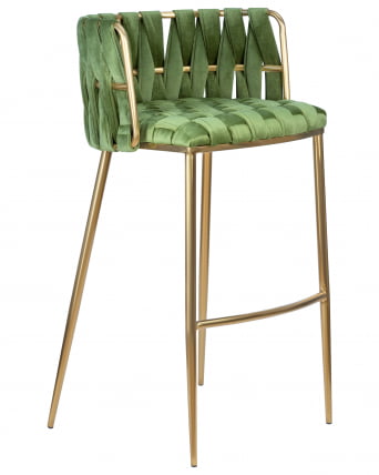 Стул барный DOBRIN EMMA GOLD (зеленый велюр (VF-08))_1