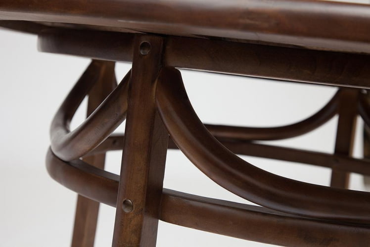 Стол THONET(mod.T9032-100) дерево береза/стекло, диаметр 100 см, высота 76 см, Темный Орех_2