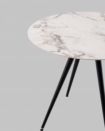 Стол Ники круглый столешница керамика Ice Jade 900_4