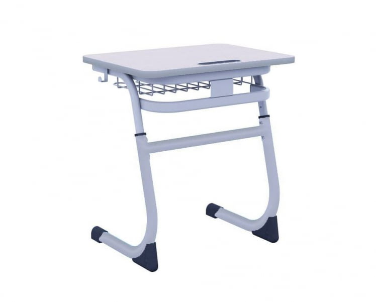 Парта одноместная регулируемая по высоте СМАРТЙ 600х500  с антивандальной  полиуретановой кромкой (рост 3-5) Серый/Серый / SMARTY_0