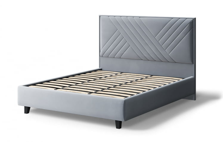 Кровать МИРА 2000*1200мм (на опорах), велюр НЕО 25 (серый), (б/основания, б/матраса) / NEO_2