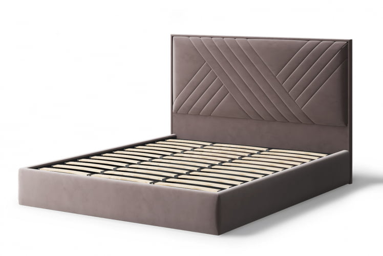 Кровать МИРА 2000*1800мм (без опор), велюр Бренди лайт 05 (кофе), (б/основания, б/матраса)_1