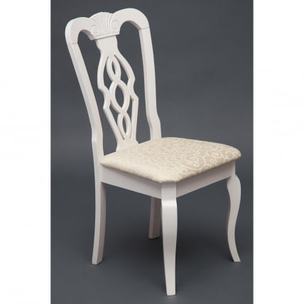 Стул Афродита/ Aphrodite дерево гевея, 46х54х99см, Ivory white, ткань кремовая с рисунком (3321)_2