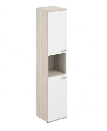 Шкаф высокий левый с нишей Sigma SG.866.OL.WH.WH.L Дуб светлый Белый_0