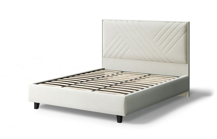 Кровать МИРА 2000*1800мм (на опорах), велюр Бренди лайт 02 (серо-белый), (б/основания, б/матраса)_2