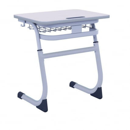 Парта одноместная регулируемая по высоте СМАРТЙ 600х500 с углом наклона столешницы и антивандальной полиуретановой кромкой (рост 5-7) Серый/Серый / SMARTY_1