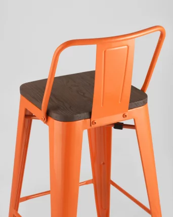 Полубарный стул Tolix Wood со спинкой Оранжевый_6