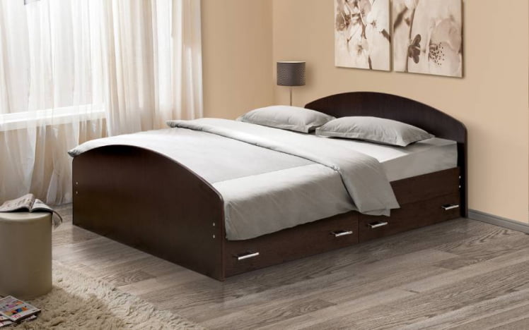 Кровать с ящиками на уголках №2 ЛДСП 1200*2000 Дуб млечный_0