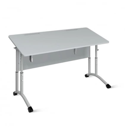 Стол ученический 2-местный регулируемый (ростомат) (рост 5-7) 1200х500 мм ЛДСП Бук/Металл Серый_1