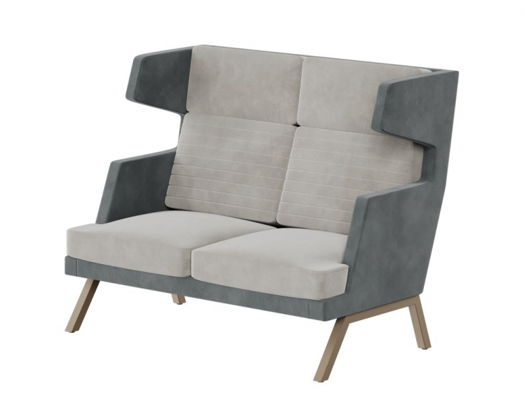 Диван двухместный высокий Алдо АЛД-02 Сторм 022/Сторм 017/Металл Капучино 1430*960*1180 / ALD-02 Storm 022/Storm_0