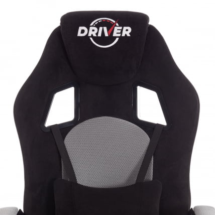 Кресло DRIVER (22) флок/ткань, черный/серый, 35/TW-12_6