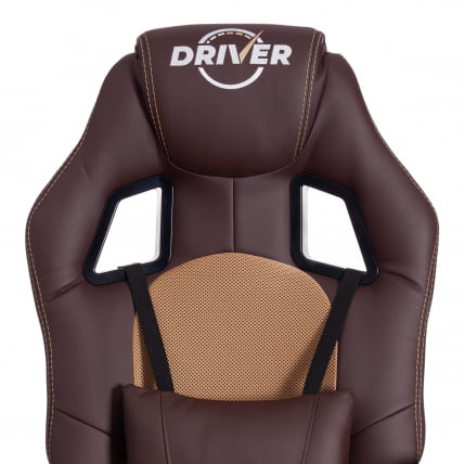 Кресло DRIVER (22) кож/зам/ткань, коричневый/бронза, 36-36/TW-21_6
