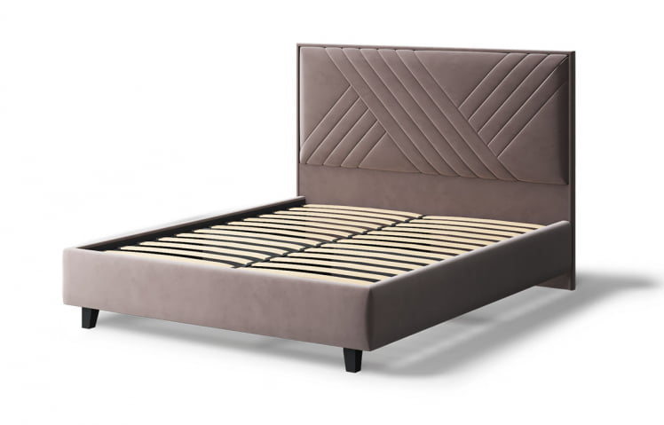 Кровать МИРА 2000*1800мм (на опорах), велюр Бренди лайт 05 (кофе), (б/основания, б/матраса)_1