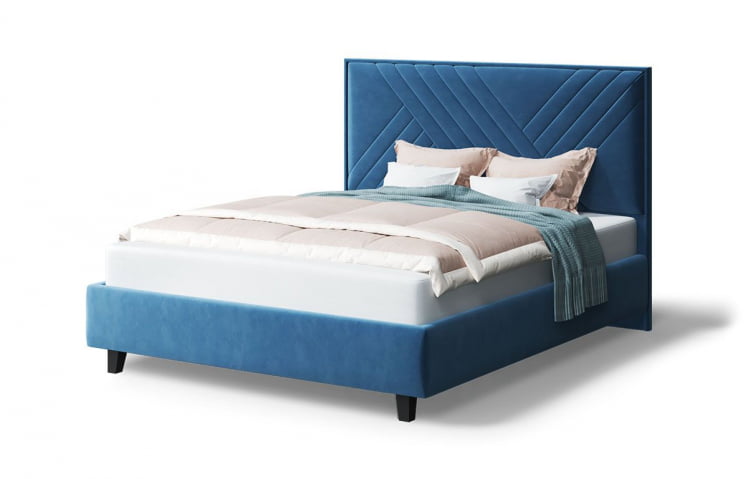 Кровать МИРА 2000*1600мм (на опорах), велюр Бренди лайт 08 (синий), (б/основания, б/матраса)_0