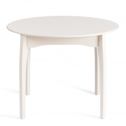 Стол DIAMANTE круглый бук, мдф, шпон дуба, 100 х 100+30 х 75 см, Ivory white_1
