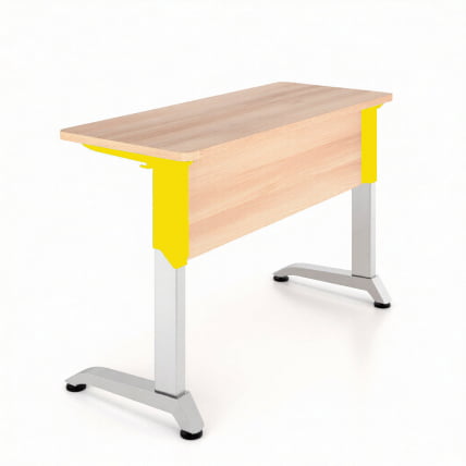 Парта двухместная Де Гласси Н (рост 5-7)  ЛДСП Дуб Сантана/ Металл Серый+Желтый_0