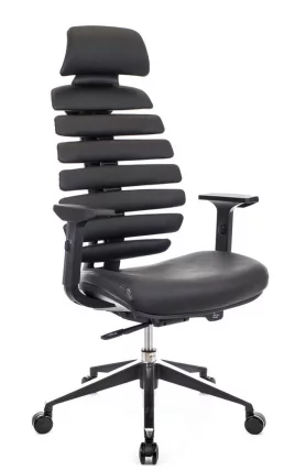 Эргономичное кресло Ergo Black кожа Черный_1