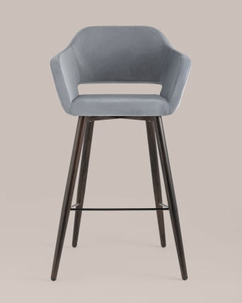 Стул барный Саймон Б велюр Серый_3