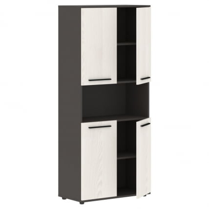 Шкаф с двумя комплектами глухих малых дверей ЕДИС ЕХCС 85.4 Ясень Траун Черный Мокко / EDIS EHCS_1