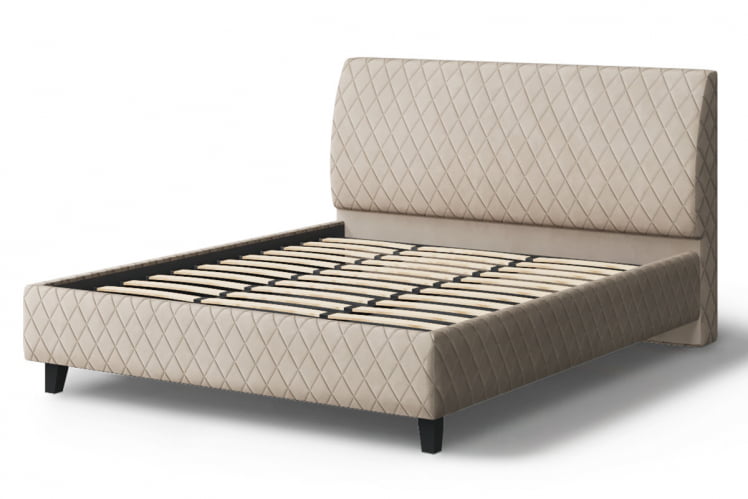 Кровать Хилтон, 2000 кс 1400 мм (на опорах), велюр Бренди лайт 03 (бежевый), (б/основания, б/матраса) / x_2