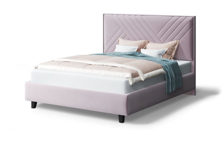 Кровать МИРА 2000*1400мм (на опорах), велюр НЕО 15 (лиловый), (б/основания, б/матраса) / NEO_0
