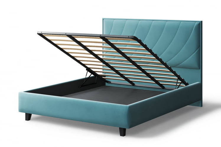 Кровать СОФИЯ 2000*1800мм (на опорах), велюр НЕО 22 (бирюзовый), (б/основания, б/матраса) / NEO_2