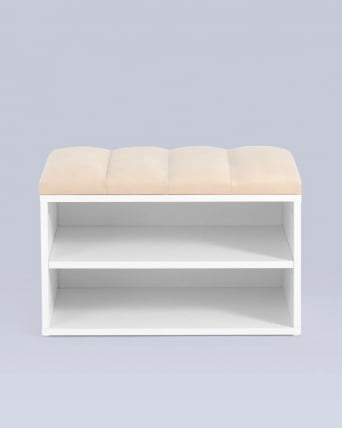 Обувница Хольст белая велюр Бежевый_4