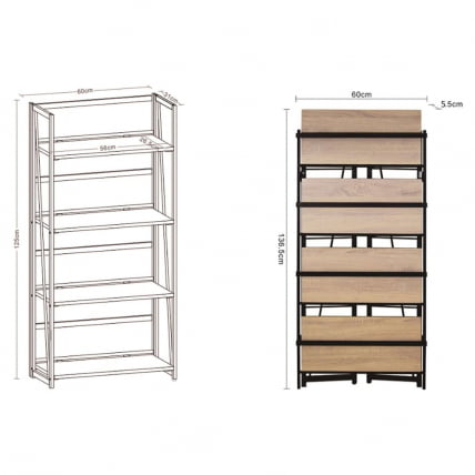 Стеллаж на металлокаркасе BRABIX LOFT SH-001 Дуб натуральный_12