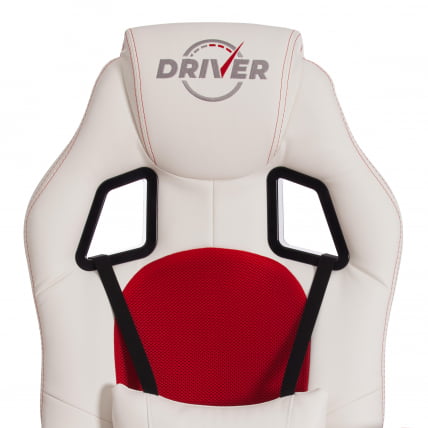 Кресло DRIVER (22) кож/зам/ткань, белый/красный, 36-01/TW-08_6