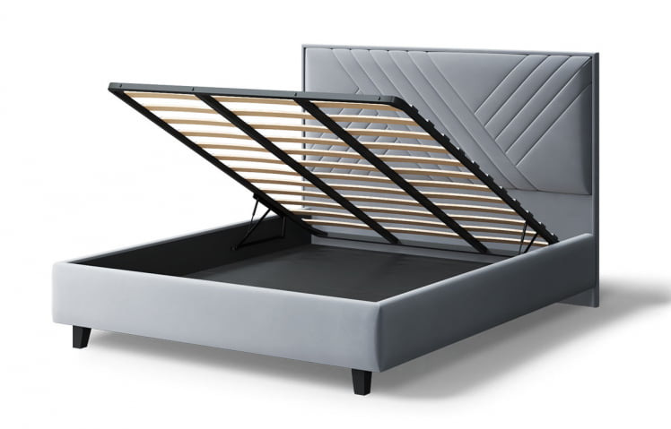 Кровать МИРА 2000*1800мм (на опорах), велюр НЕО 25 (серый), (б/основания, б/матраса) / NEO_3