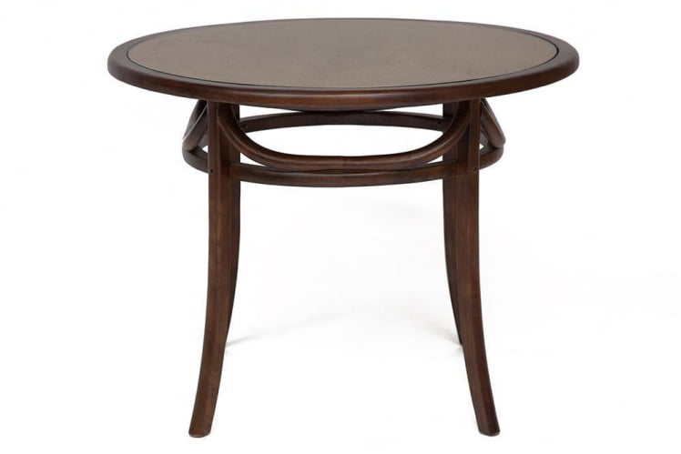 Стол THONET(mod.T9032-100) дерево береза/стекло, диаметр 100 см, высота 76 см, Темный Орех_0