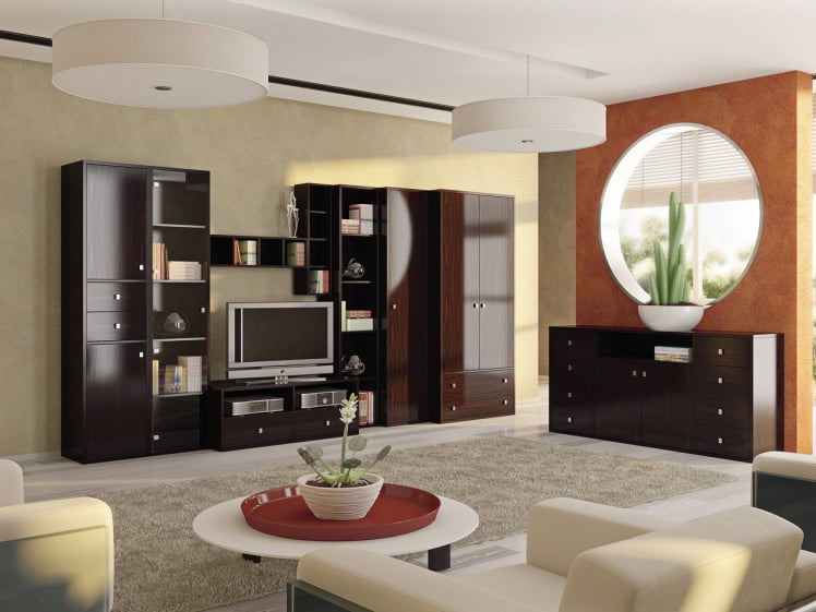 Гостиная Интер Комплект 2 (Дуб феррара/Венге глянец)_0