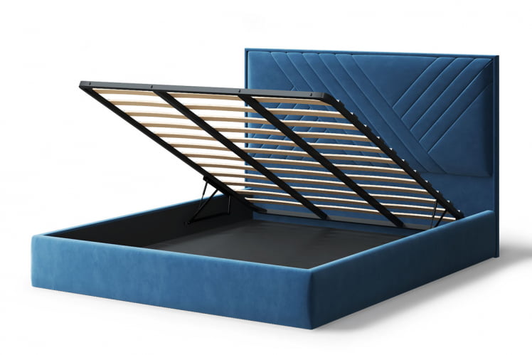 Кровать МИРА 2000*1600мм (без опор), велюр Бренди лайт 08 (синий), (б/основания, б/матраса)_2