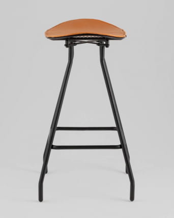 Стул полубарный ДЖеррй ПБ черный с коричневой подушкой / Jerry_4