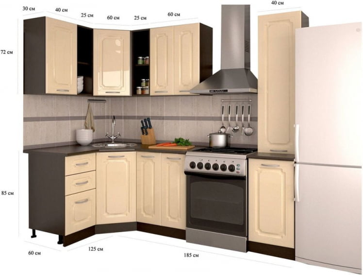 Кухонный гарнитур угловой Ваниль глянец №2_1