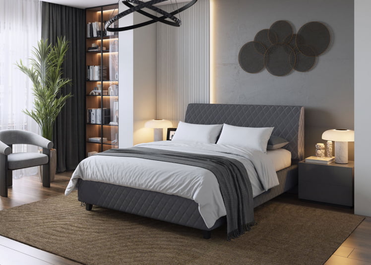 Кровать Хилтон, 2000 * 1200 мм, серый_4